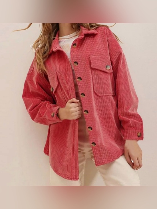 Forever 21 Jackets & Blazers - FOREVER 21+ Women’s Plus Size Dusty Rose Corduroy Button-Front Shirt Jacket